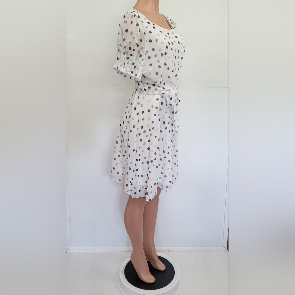 DKNY Women's White Polka Dot Fit and Flare Dress Size 14 - Picture 6 of 12